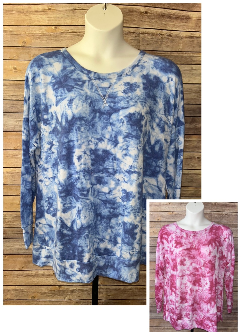 ANDREE BY UNIT 2 Tops Pink Tie-Dye Crewneck Sweatshirt -Size 2X